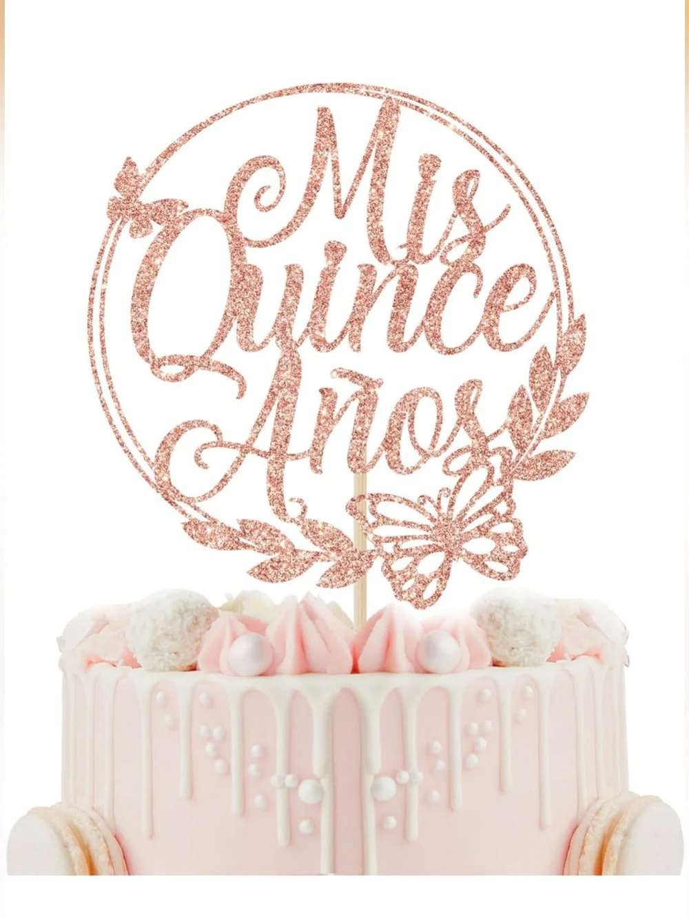 🥳 “15” Birthday Mis Quince Anos Rose Gold Butterfly Cake Topper - NEW IN PACKAGE